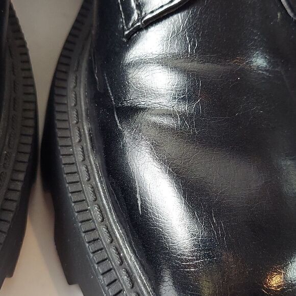 Zara Black Patent Platform Derby Shoe Sz 10 - Picture 8 of 13